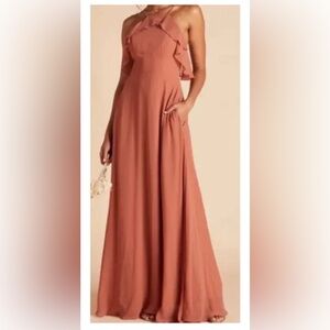 Plus Size Birdy Grey Terracotta Chiffon Dress